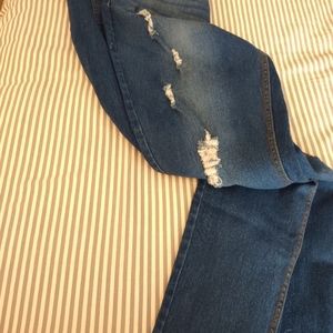 Denim skinny distressed leggings 1X